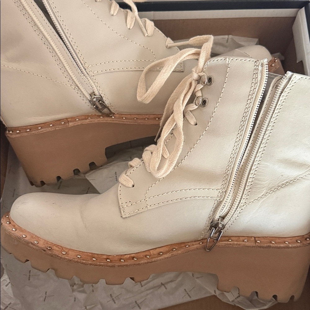 Dolce Vita Cream Combat Boots
